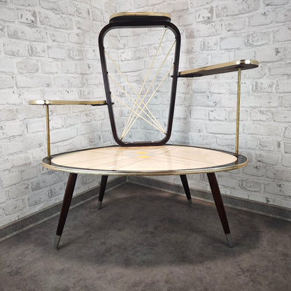 Midcentury Blumenhocker 50er Jahre Pflanzentisch Etagere mit Linienmuster Space Age Retro