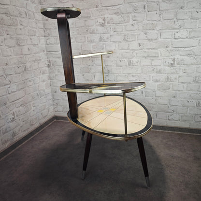 Midcentury Blumenhocker 50er Jahre Pflanzentisch Etagere mit Linienmuster Space Age Retro
