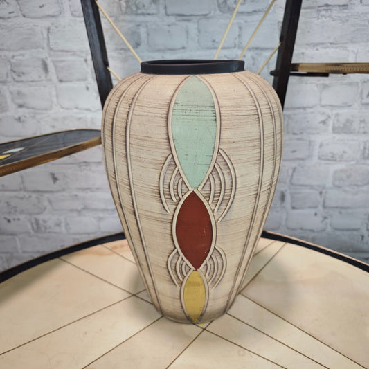 Sawa Keramik Vase 50er Jahre Franz Schwaderlapp Midcentury Vintage Reliefmuster