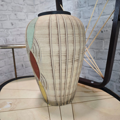 Sawa Keramik Vase 50er Jahre Franz Schwaderlapp Midcentury Vintage Reliefmuster