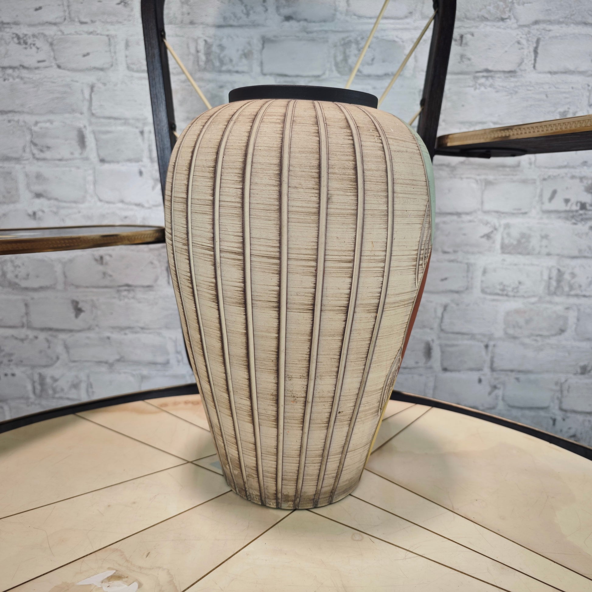 Sawa Keramik Vase 50er Jahre Franz Schwaderlapp Midcentury Vintage Reliefmuster