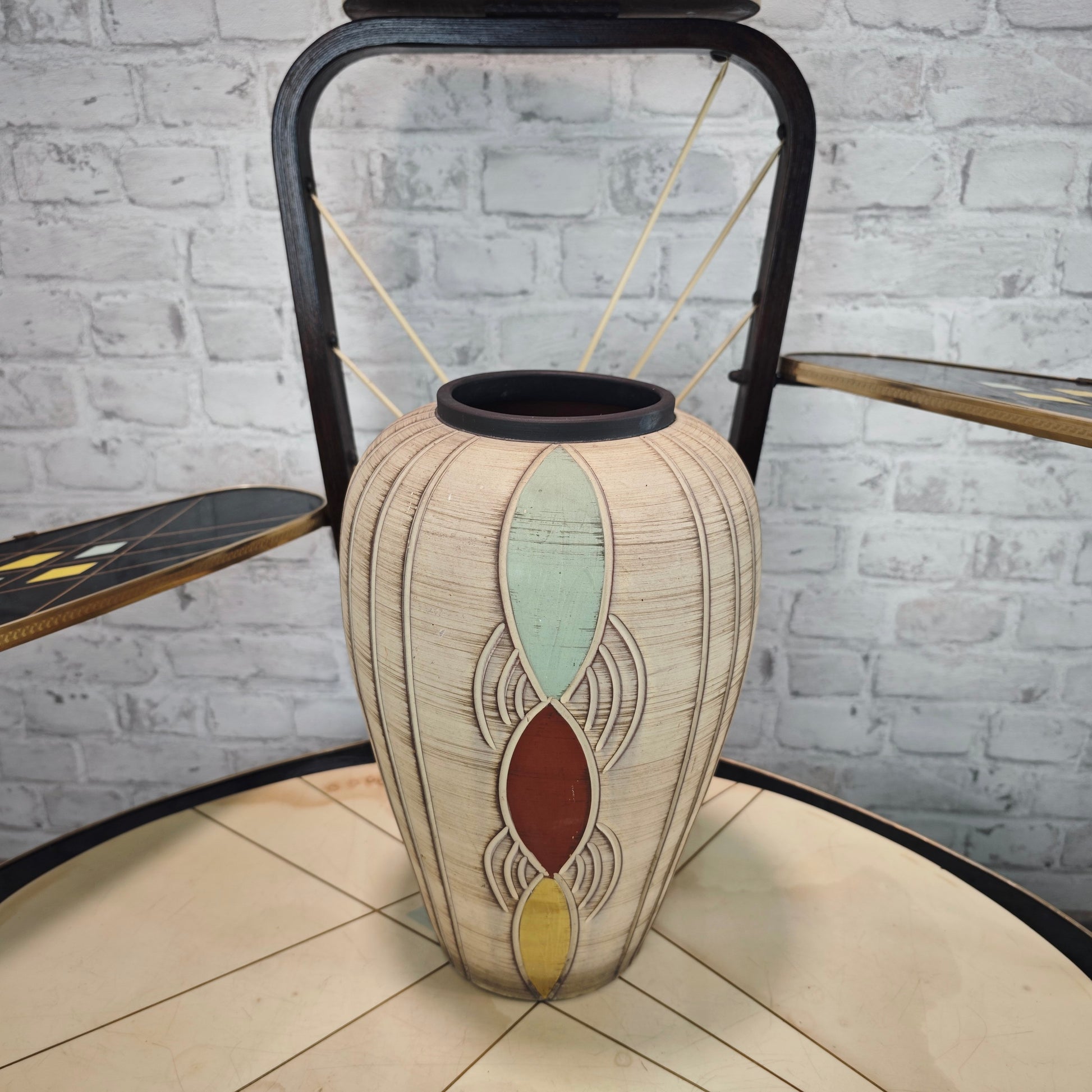Sawa Keramik Vase 50er Jahre Franz Schwaderlapp Midcentury Vintage Reliefmuster