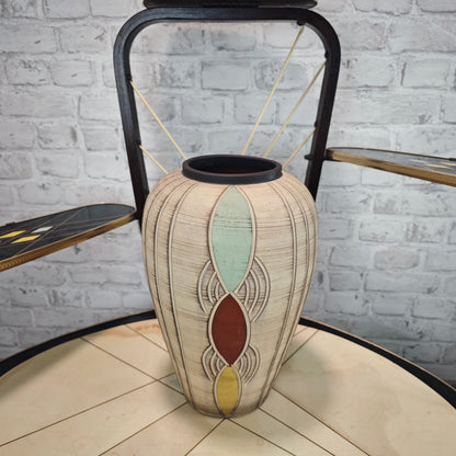 Sawa Keramik Vase 50er Jahre Franz Schwaderlapp Midcentury Vintage Reliefmuster