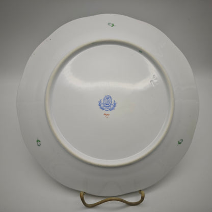 Herend Speiseteller Chinese Bouquet Apponyi Grün mit Goldrand Porzellan 25,5 cm Vintage Ungarn