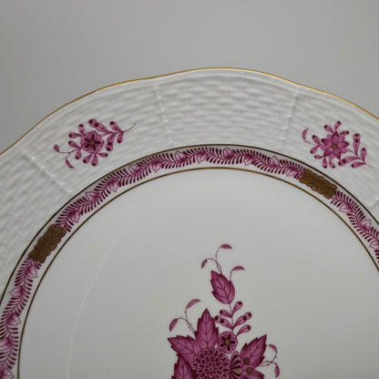 Herend Speiseteller Chinese Bouquet Apponyi Rot mit Goldrand Porzellan 25,5 cm Vintage Ungarn