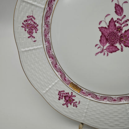 Herend Speiseteller Chinese Bouquet Apponyi Rot mit Goldrand Porzellan 25,5 cm Vintage Ungarn