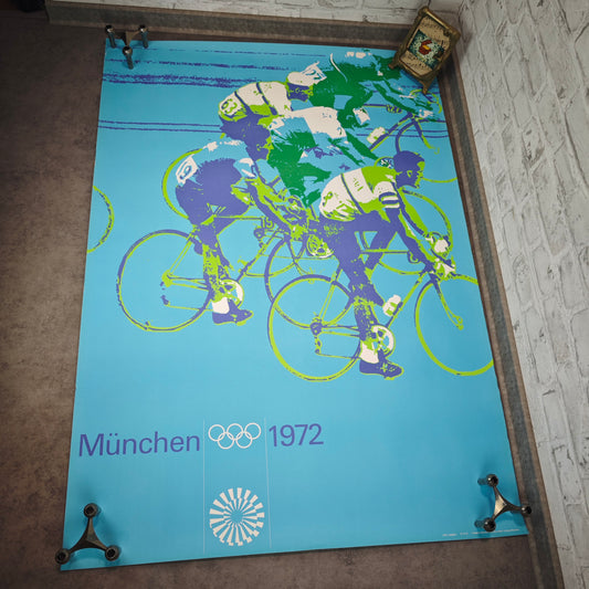Olympia München 1972 Poster Radrennen Otl Aicher Plakat Original Franz Rehm Verlag 120x84 cm Vintage Sport Grafik