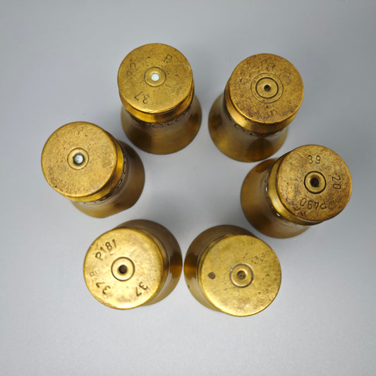 6x Messing Schnapsgläser Grabenkunst Wehrmacht Patrone Hülsen 2. Weltkrieg Becher Set WK 2