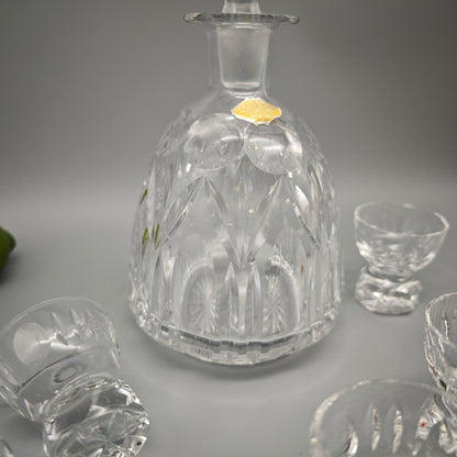 Bleikristall Schnapsset Karaffe 6 Gläser Handarbeit mundgeblasen geschliffen Kristall Barset Vintage
