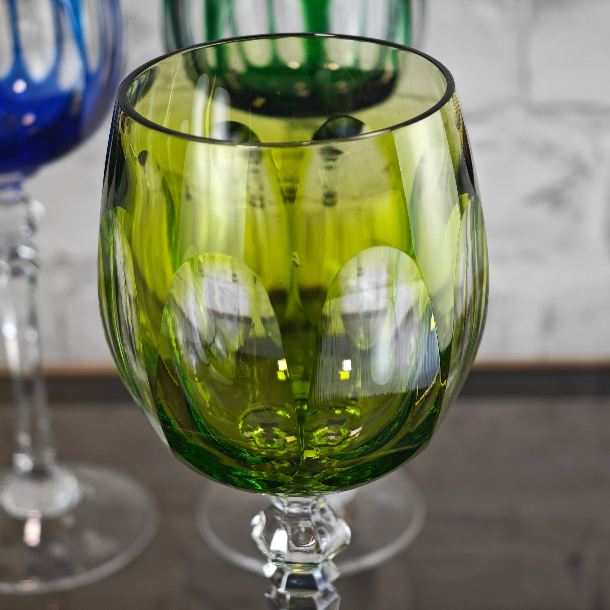 WMF Cristal Cabinet Weingläser 6 Stück bunt Kristallglas Römerglas Set Kobaltblau Rubinrot Violett Grün Gelb Vintage Barglas