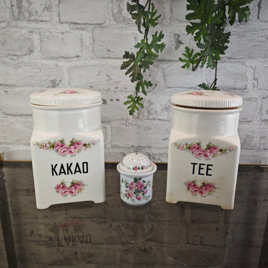 Max Roesler Vorratsdosen Tee Kakao RMR mit Kaiser Tee Ei Rosenmotiv Shabby Cottagecore Grandmacore