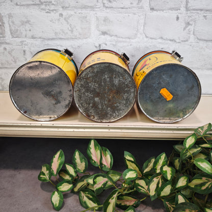 Meinl Kaffee Vorratsdosen Set 3 Stück Gelb Türkis Braun Vintage 1960er Kaffeedosen Retro Küche