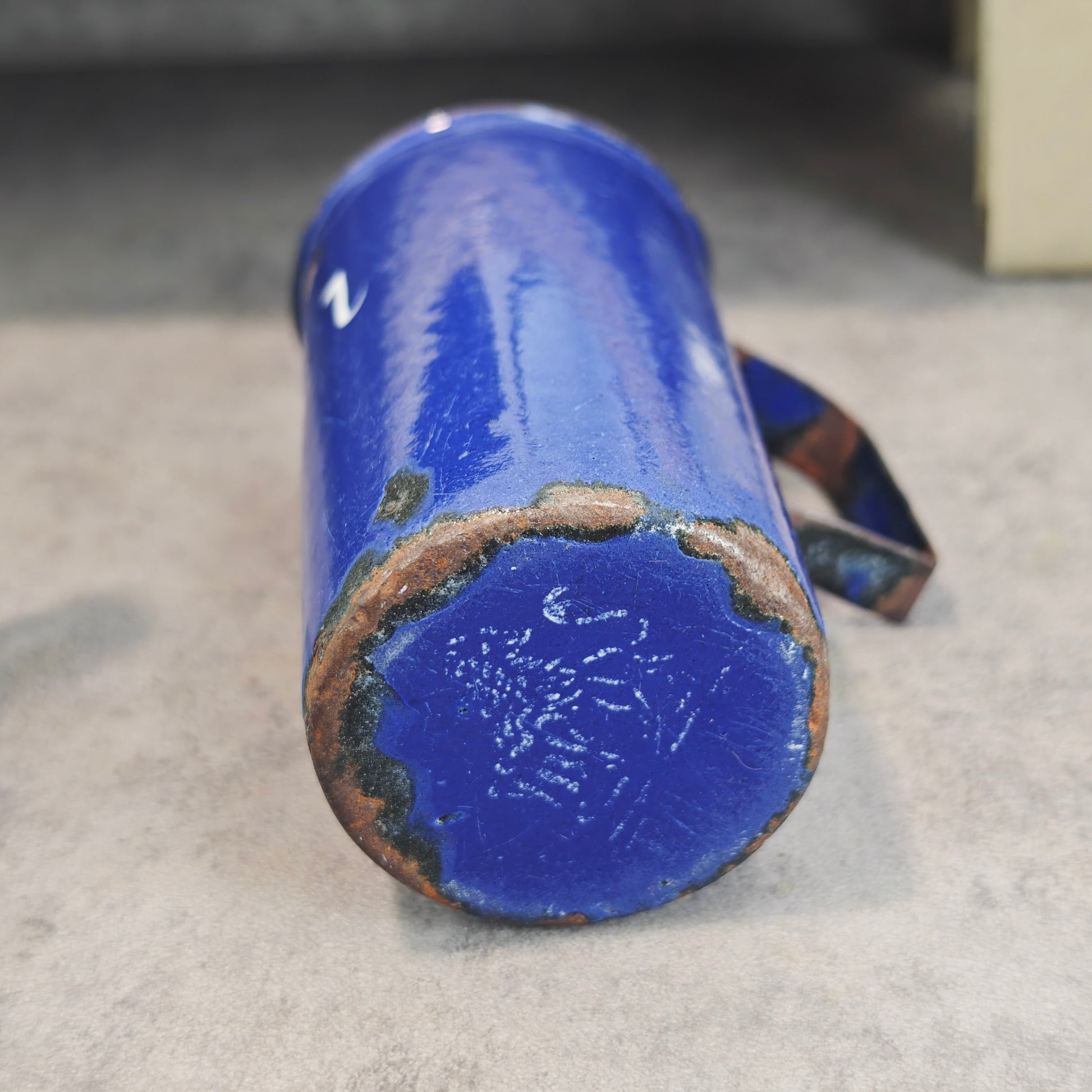 Emaille Set 6 Teile Blau Weiß Vintage Japy-Frères 1920er 1930er Landhaus Küche Backform Trichter Messbecher