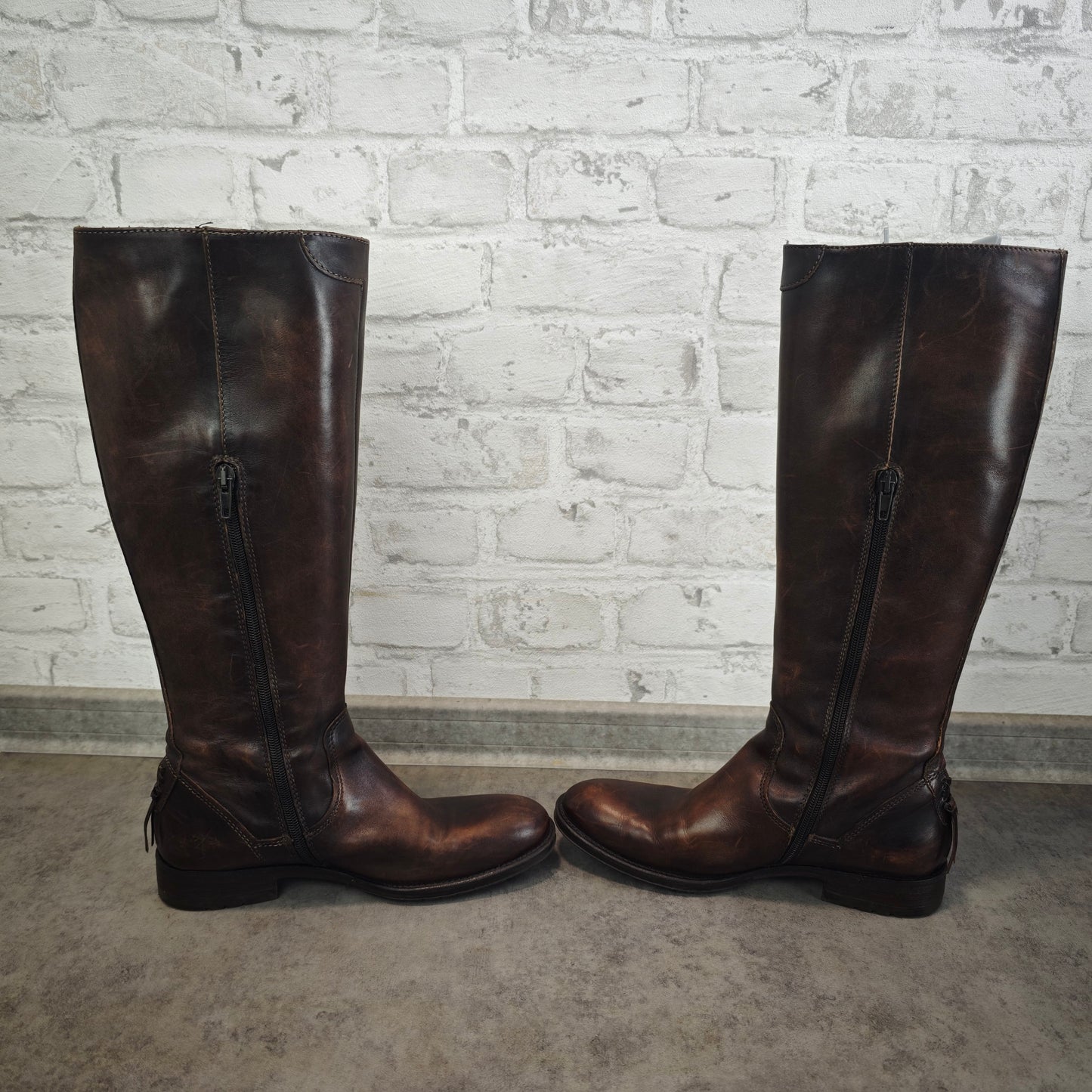 Oxmox Damenstiefel Leder Braun Vintage klassische Lederstiefel Gr 37 mit Reißverschluss Urban Classic