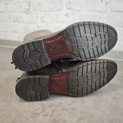 Oxmox Damenstiefel Leder Braun Vintage klassische Lederstiefel Gr 37 mit Reißverschluss Urban Classic