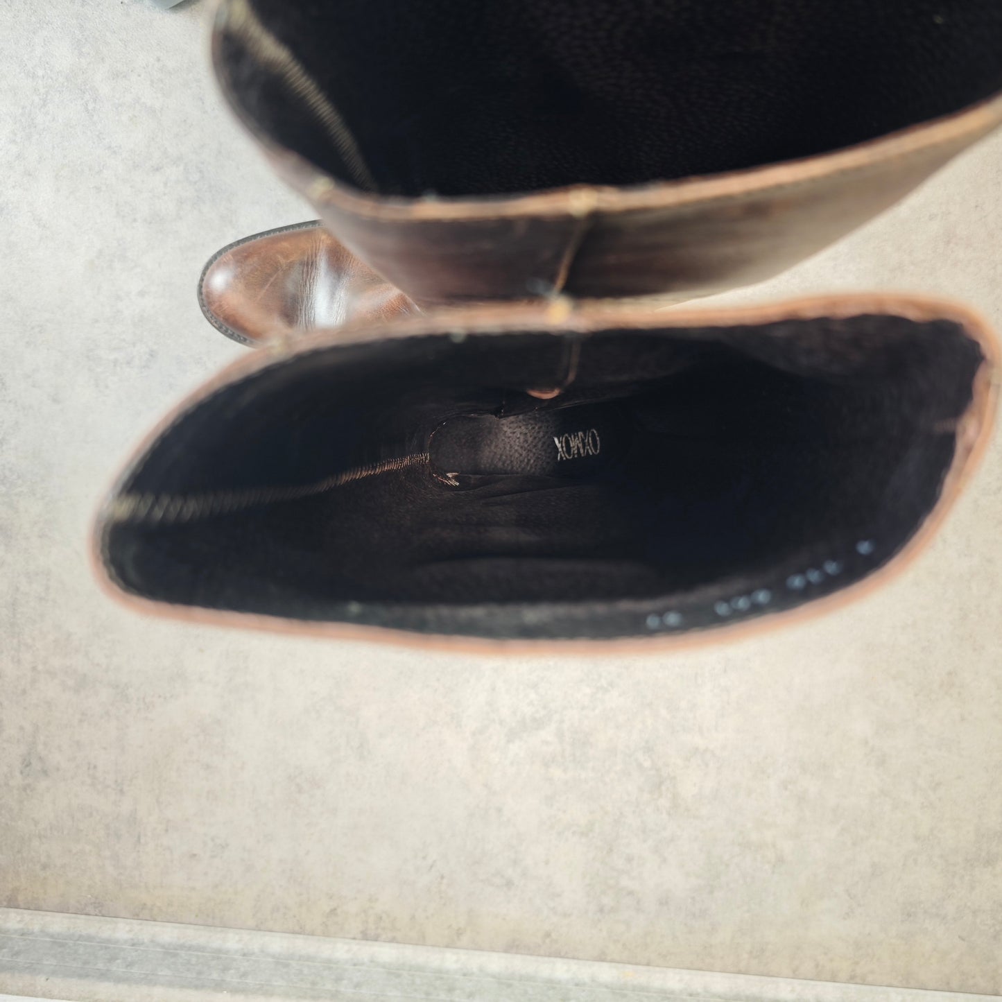 Oxmox Damenstiefel Leder Braun Vintage klassische Lederstiefel Gr 37 mit Reißverschluss Urban Classic