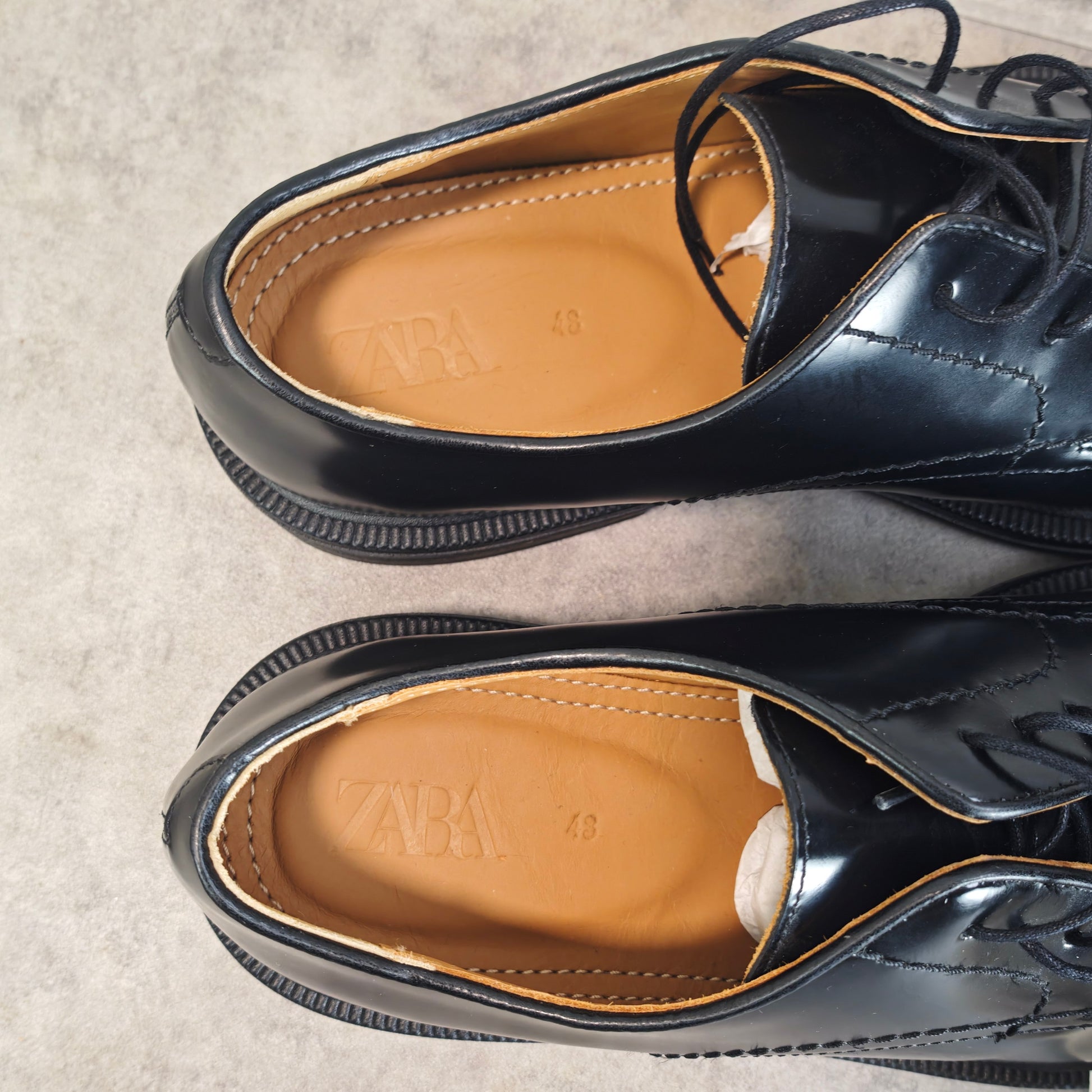 Zara Man Herren Lederschuhe Schwarz Derby Style Gr 43 Airfit Comfort Neu mit Etikett