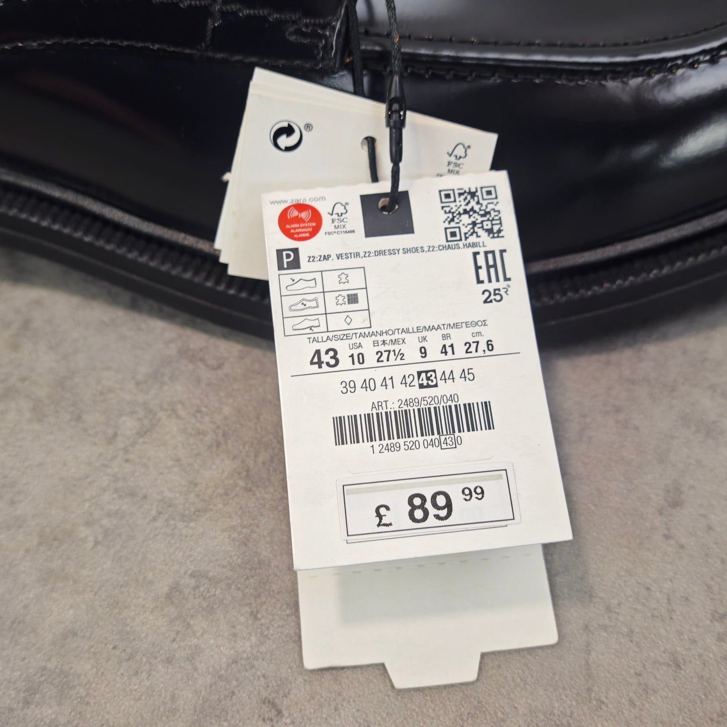 Zara Man Herren Lederschuhe Schwarz Derby Style Gr 43 Airfit Comfort Neu mit Etikett