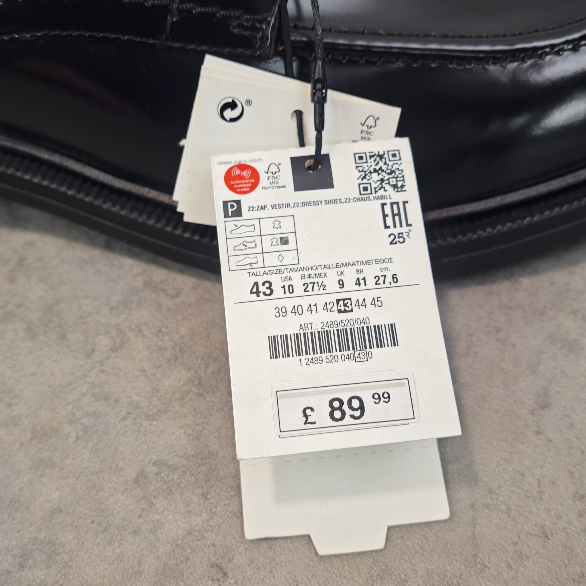 Zara Man Herren Lederschuhe Schwarz Derby Style Gr 43 Airfit Comfort Neu mit Etikett