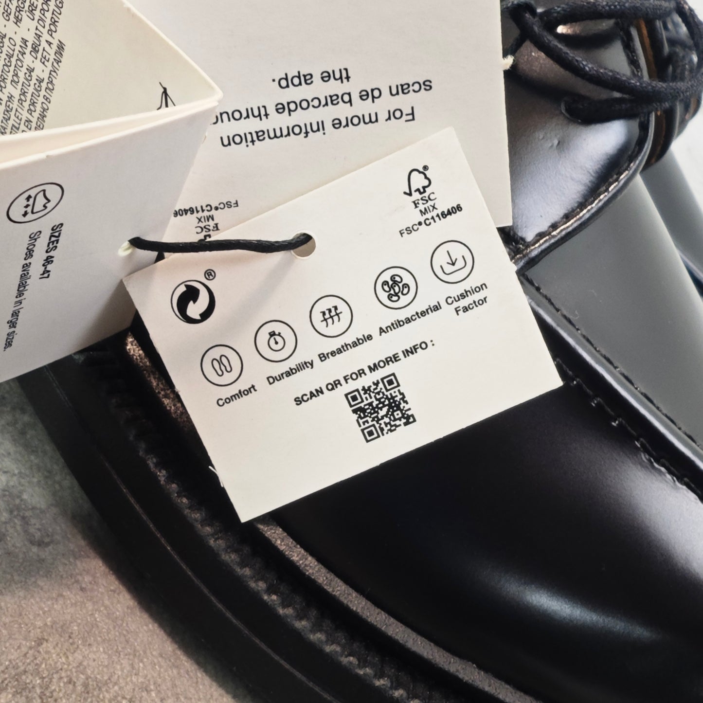 Zara Man Herren Lederschuhe Schwarz Derby Style Gr 43 Airfit Comfort Neu mit Etikett