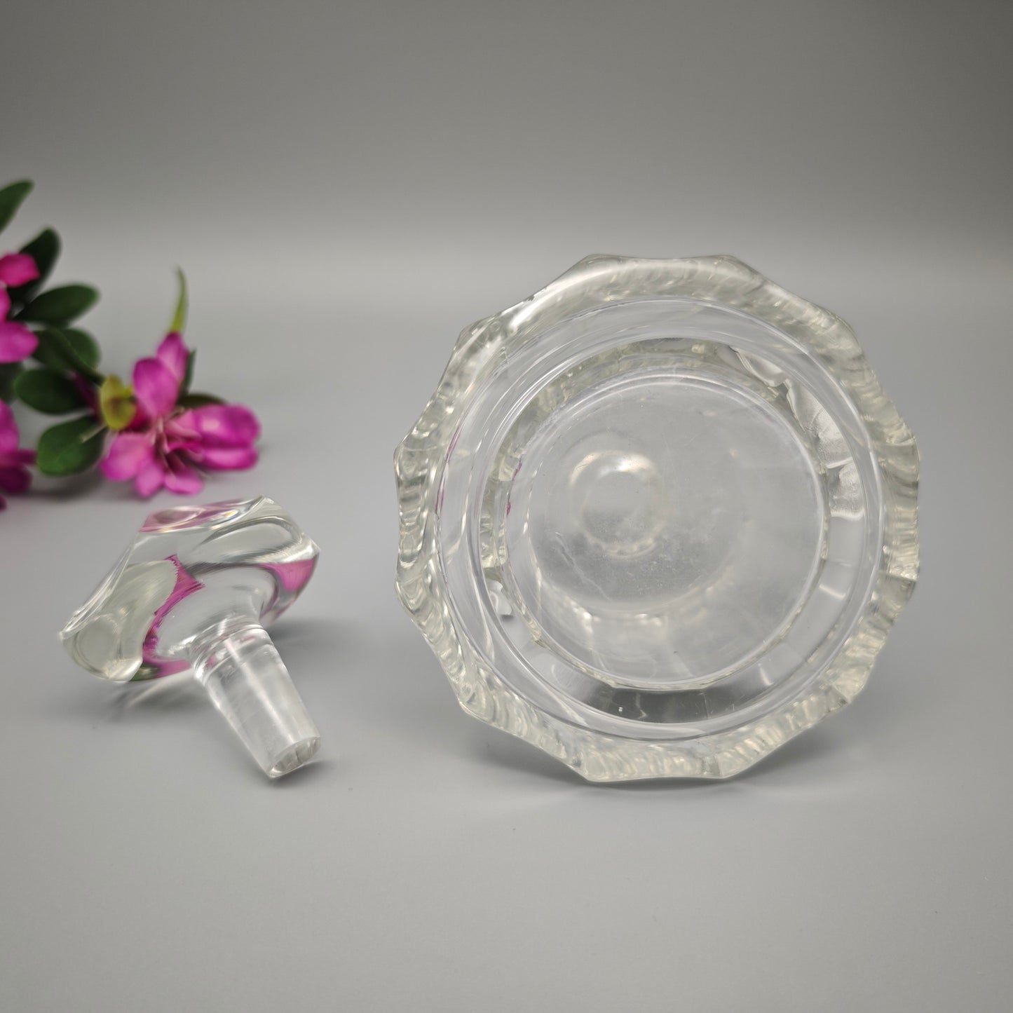 Antikes Viktorianisches Kristall Parfümfläschchen Rund Facettiert Glas Duftflakon Witchcore Academia 15cm