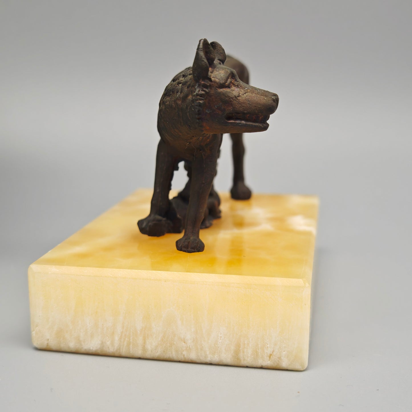 Kapitolinische Wölfin Bronzefigur Romulus Remus Replik Vintage Marmorsockel Rom Mythologie 7cm