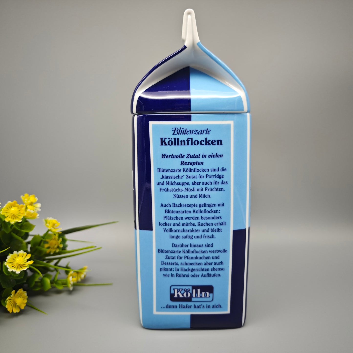 Vintage Kölln Porzellan Vorratsdose Seltmann Haferflocken Behälter Sammlerstück Blau Weiß 24cm