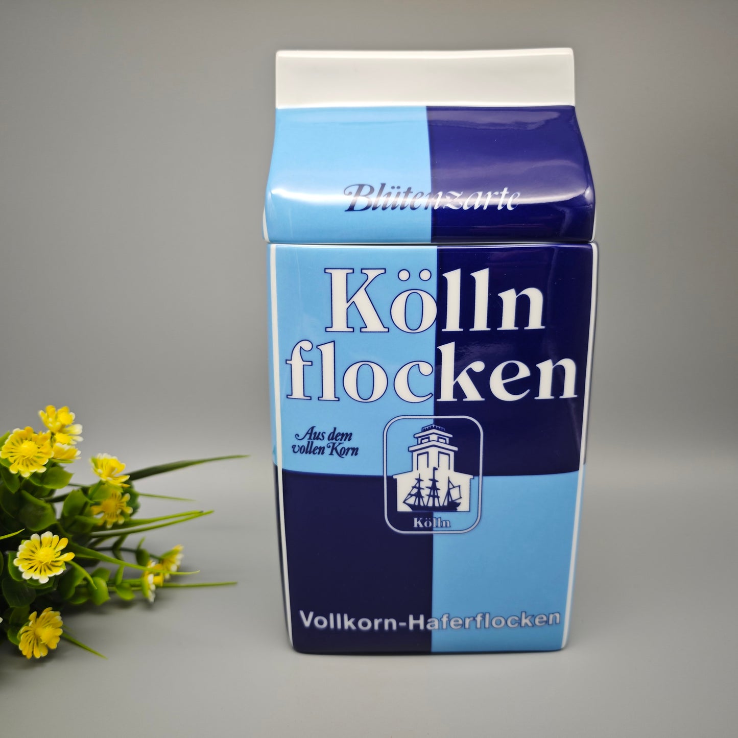 Vintage Kölln Porzellan Vorratsdose Seltmann Haferflocken Behälter Sammlerstück Blau Weiß 24cm