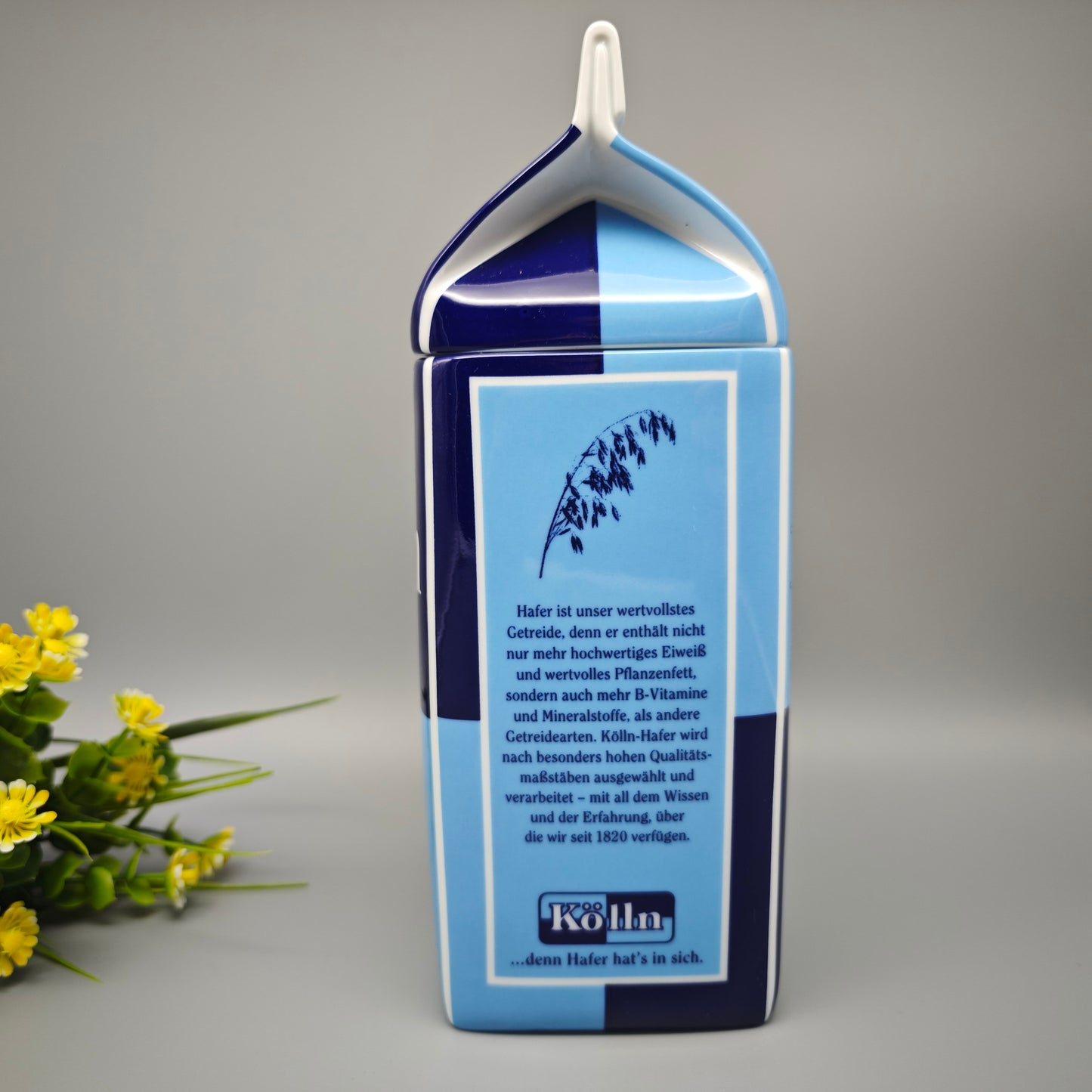 Vintage Kölln Porzellan Vorratsdose Seltmann Haferflocken Behälter Sammlerstück Blau Weiß 24cm