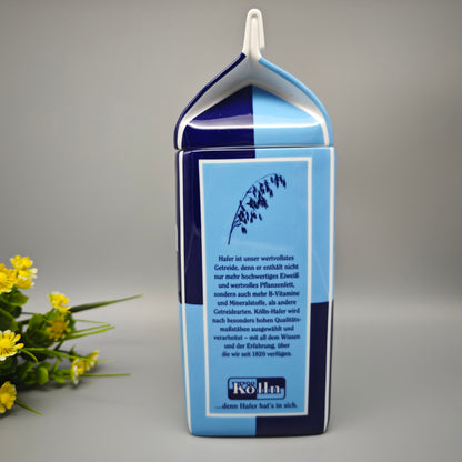 Vintage Kölln Porzellan Vorratsdose Seltmann Haferflocken Behälter Sammlerstück Blau Weiß 24cm