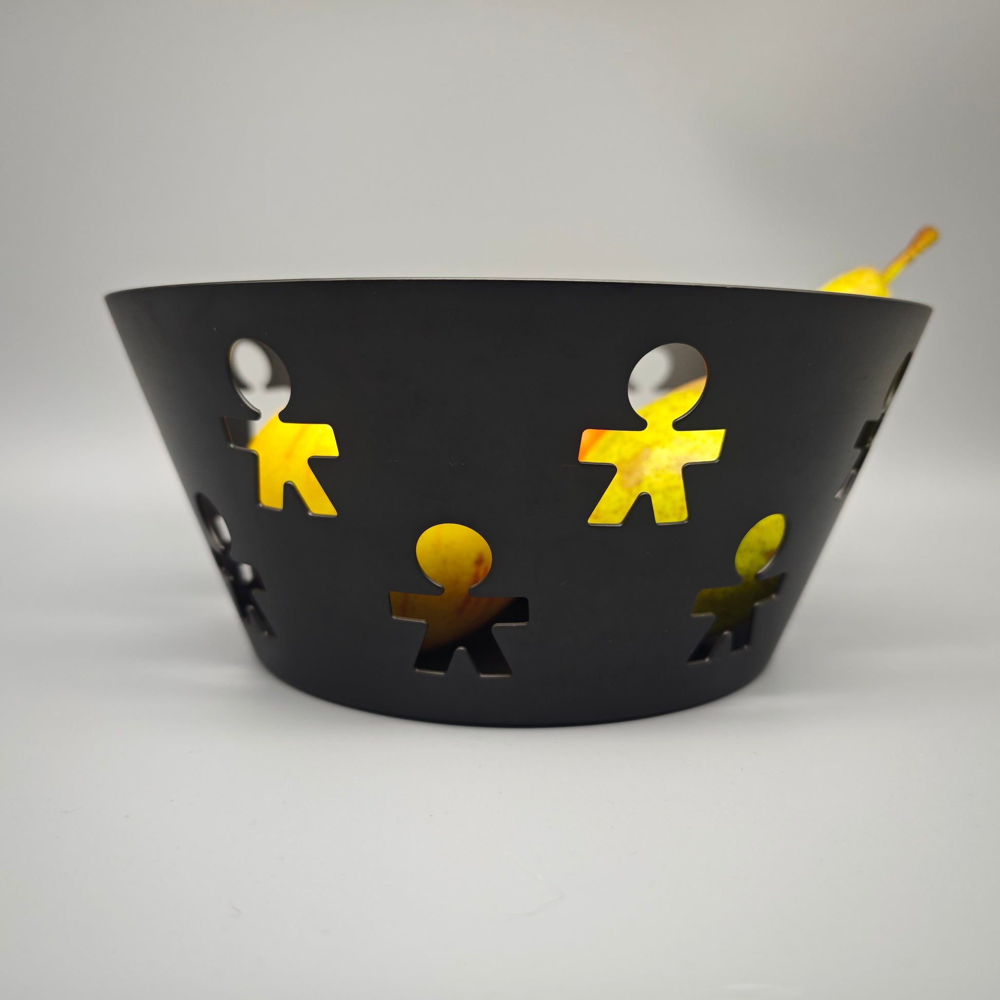Alessi Girotondo Obstschale King Kong schwarz perforiert Edelstahl 21cm Vintage Design