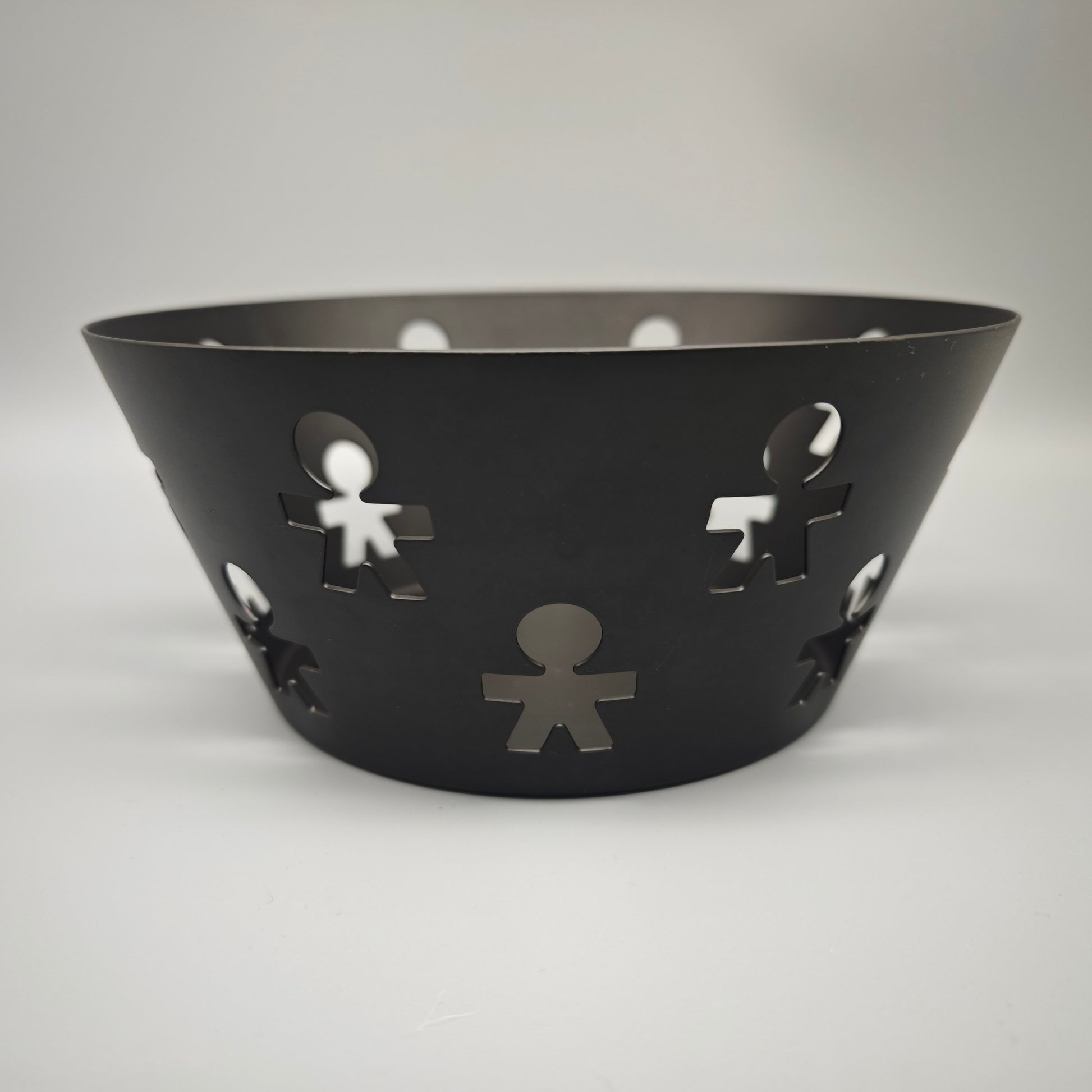 Alessi Girotondo Obstschale King Kong schwarz perforiert Edelstahl 21cm Vintage Design