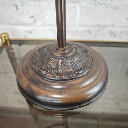 Jugendstil Tischlampe Casablanca West Germany Messing bronze höhenverstellbar mit mattem Glasschirm Blütenform ca 56 cm Vintage Lampe