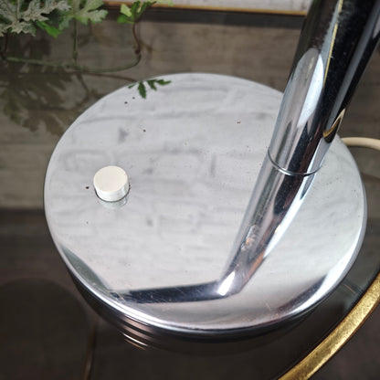 1970er Schreibtischlampe Hustadt Leuchten Chrom silber schwarz verstellbar E27 Vintage Büroleuchte ca 35 cm