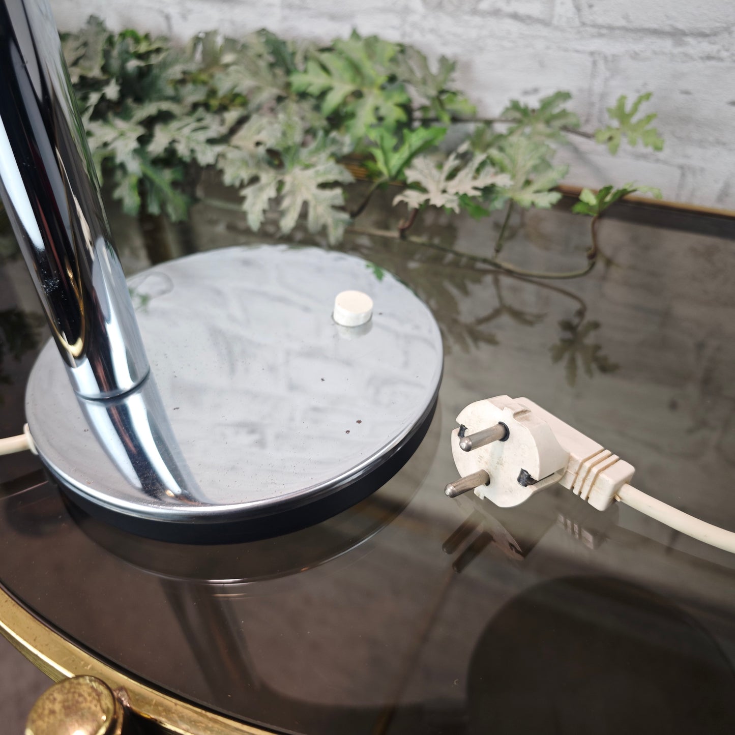 1970er Schreibtischlampe Hustadt Leuchten Chrom silber schwarz verstellbar E27 Vintage Büroleuchte ca 35 cm