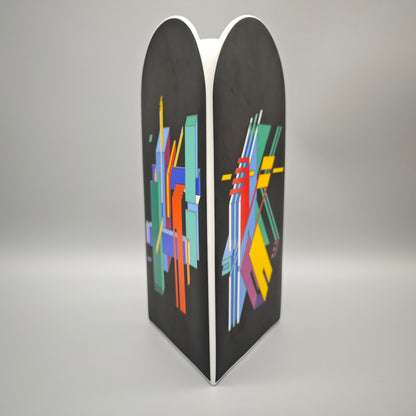 Rosenthal Studio Line Morandini Vase dreieckig schwarz bunt 1980er geometrisch Memphis Design Porzellan