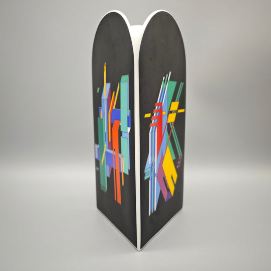 Rosenthal Studio Line Morandini Vase dreieckig schwarz bunt 1980er geometrisch Memphis Design Porzellan