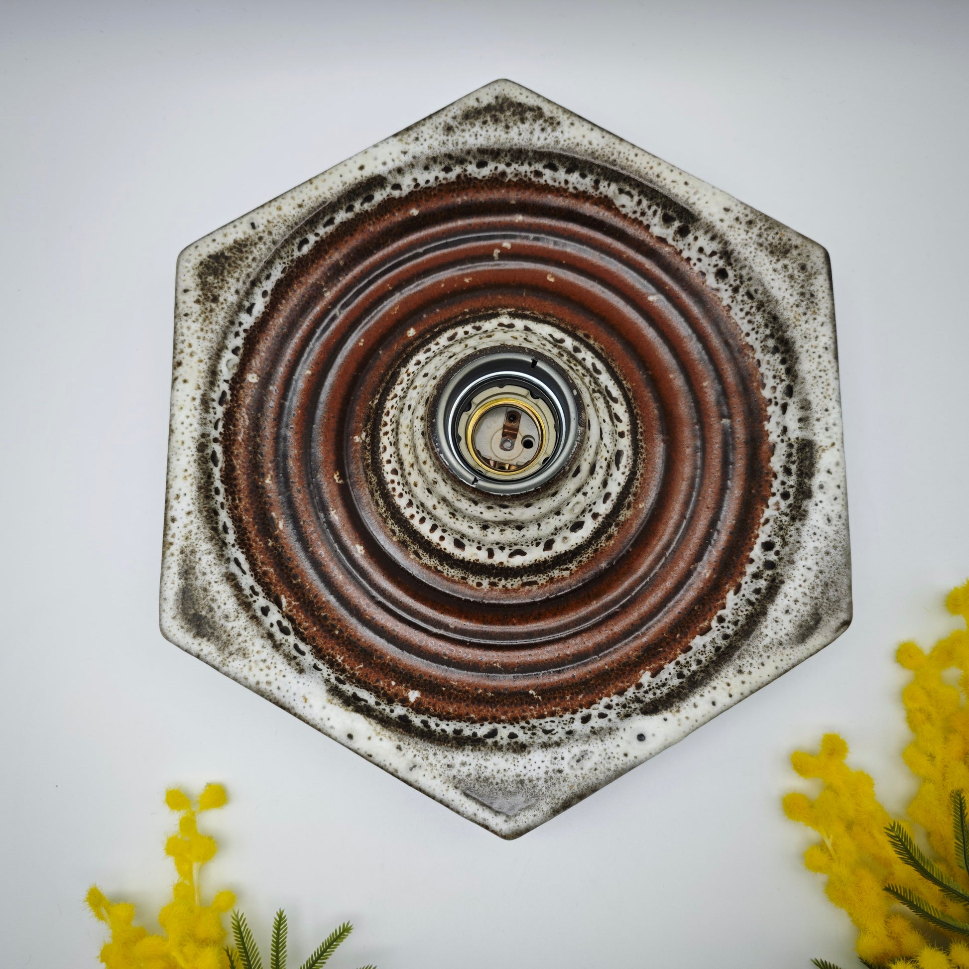 Fat Lava Wand oder Deckenleuchte von Hustadt Leuchten Modell V3171/01 aus Keramik mit Schneeglasur 1960er Jahre