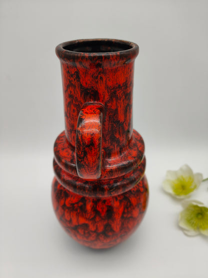 Fat Lava Vase rot schwarz 428-26 Krug Henkel West German Pottery Midcentury vintage atomic space age Boho 70er seventies sixties 60s