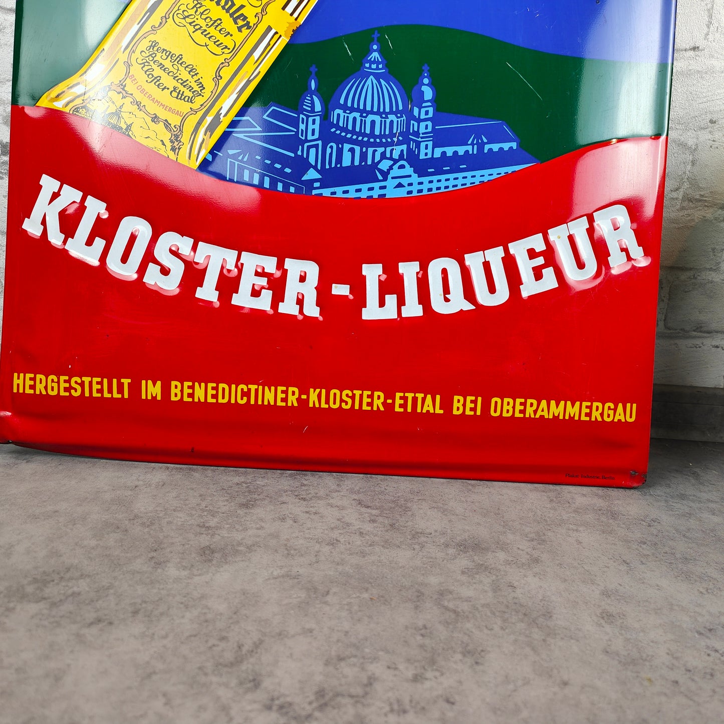 Blechschild Ettaler Kloster Liqueur Reklameschild Werbeschild Plakat Industrie Berlin Schild Werbetafel retro Kult Barschild Schnaps vintage