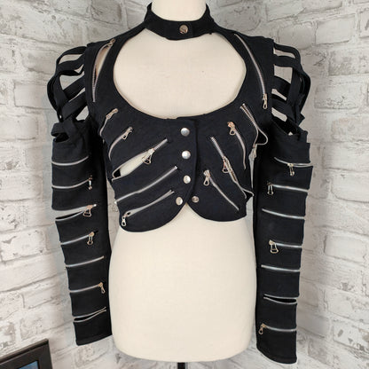 Tanja Bedekovic Designs Unzipped Jacke Reißverschlüsse schwarz stagewear Steampunk Gothic Damen High Fashion Rockstar Couture Jeans Blazer