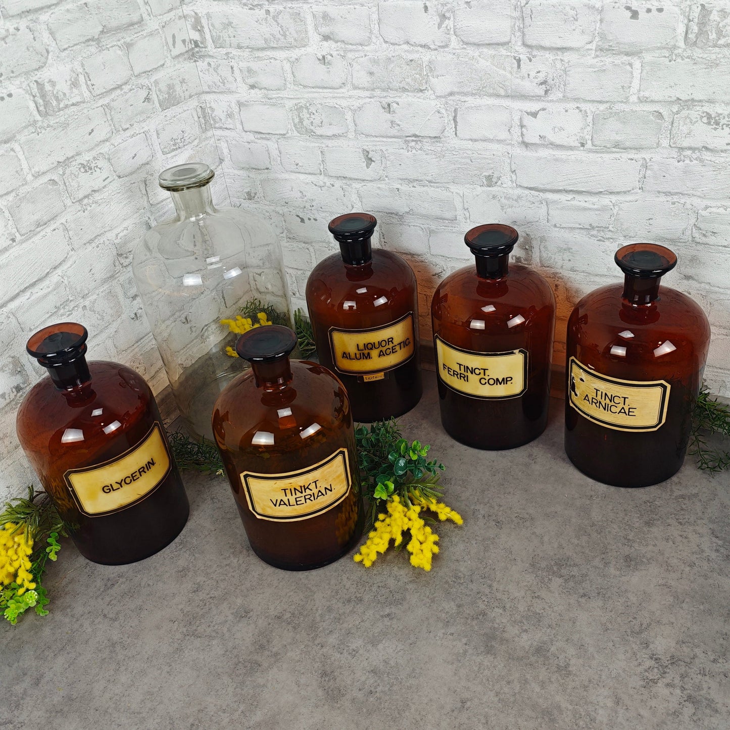 XXL Apothekerflasche groß 5 Liter Gefäß braun antik durchsichtig Medizin Flaschen Potions Academia Witchy Apothekengefäße Arzneiflaschen