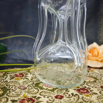 Glas Flasche Jugendstil geschliffen Gluckerflasche 24 cm Karaffe Handarbeit Dekanter Stopfen Gefäß vintage Hexe Academia Nostalgie Glaskunst