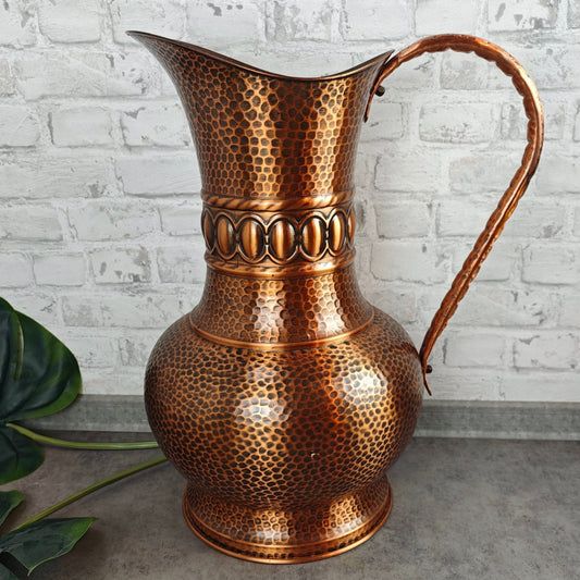 Bodenvase Schirmständer Kupfer massiv Ovale Hammerschlag Kupferkanne XXL Vase Pampasgras Mid Century Landhaus cottagecore 60s Flurvase groß