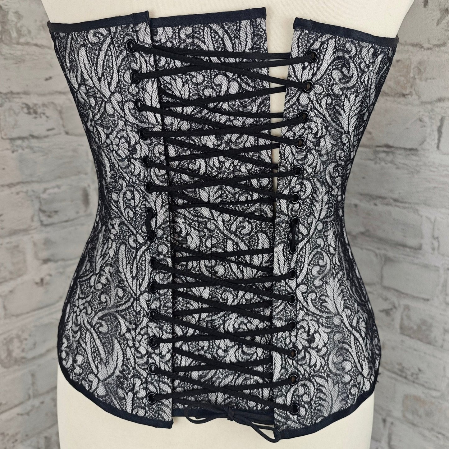 Korsett Vollbrustkorsett Revanche de la Femme Gr. 38 schwarz Gothic Damen Rockstar Couture Romantik Burlesque Moulin Rouge Spitze