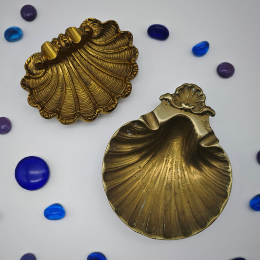 Aschenbecher Muschelform Messing Wahl zwischen matt glänzend Hollywood Regency Mid Century Art Deco Maritim Schale goldfarben trinket dish
