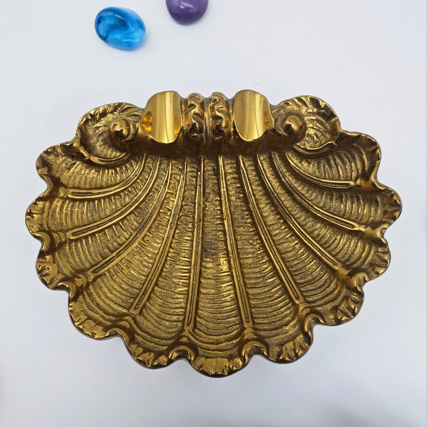 Aschenbecher Muschelform Messing Wahl zwischen matt glänzend Hollywood Regency Mid Century Art Deco Maritim Schale goldfarben trinket dish