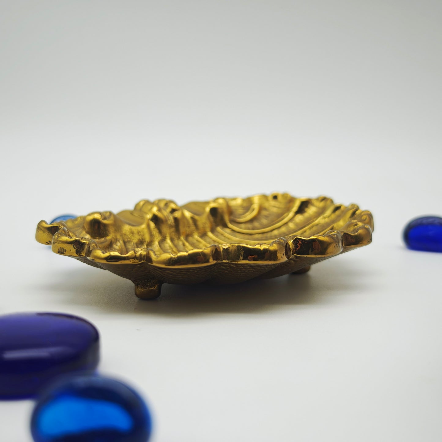 Aschenbecher Muschelform Messing Wahl zwischen matt glänzend Hollywood Regency Mid Century Art Deco Maritim Schale goldfarben trinket dish