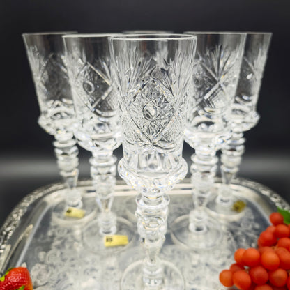 6x Sektflöten Cristal de Paris M.F. Stern Sektglas handgeschliffen Kristallglas Bleikristall Hochzeit Dinner