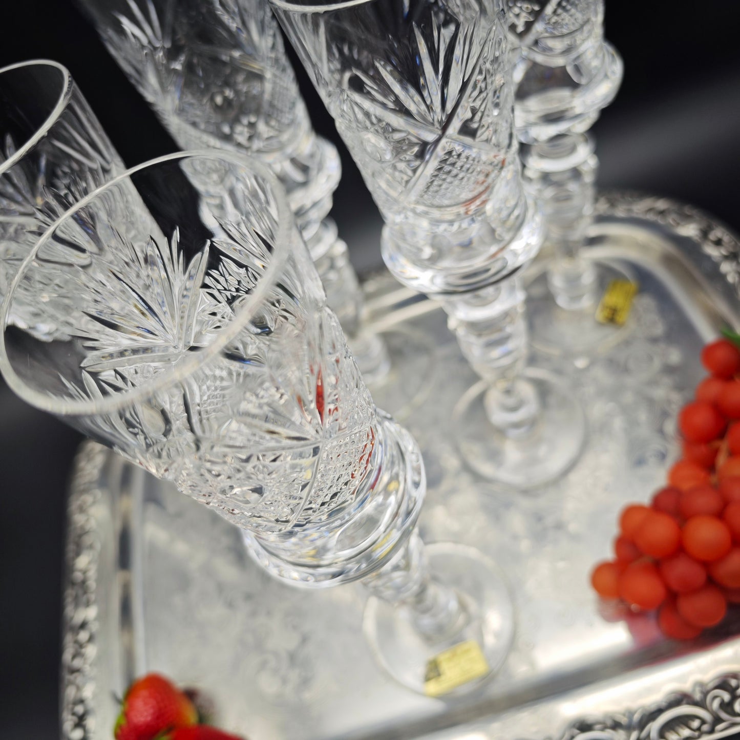 6x Sektflöten Cristal de Paris M.F. Stern Sektglas handgeschliffen Kristallglas Bleikristall Hochzeit Dinner